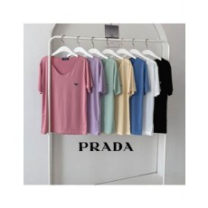 프라다 로고 아이스 브이넥 티셔츠 (7color)