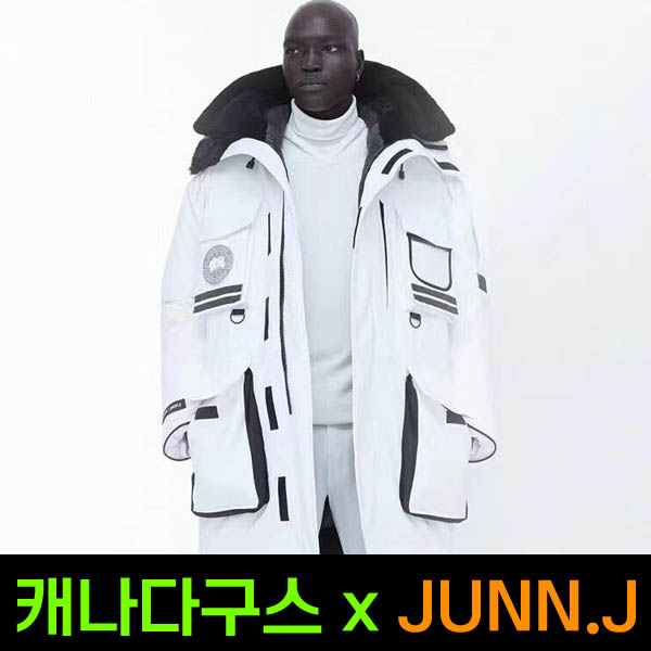 캐나다구스 x JUNN.J 거위털 롱패딩 (블랙/화이트) 오버핏